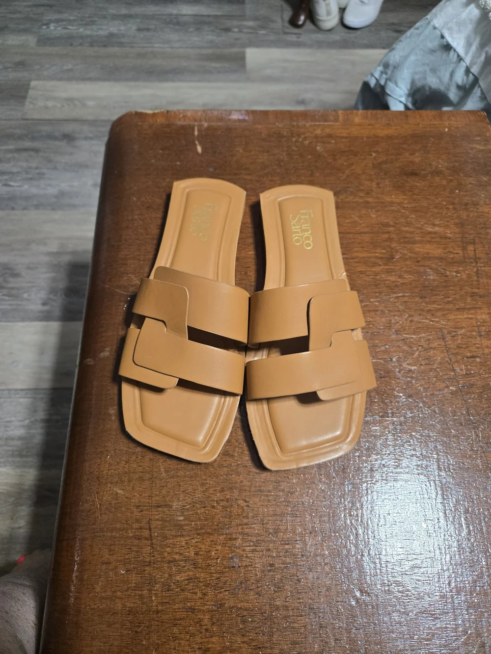 Franco Sarto Cognac Tan Slide Sandals - Double Strap Slip-On